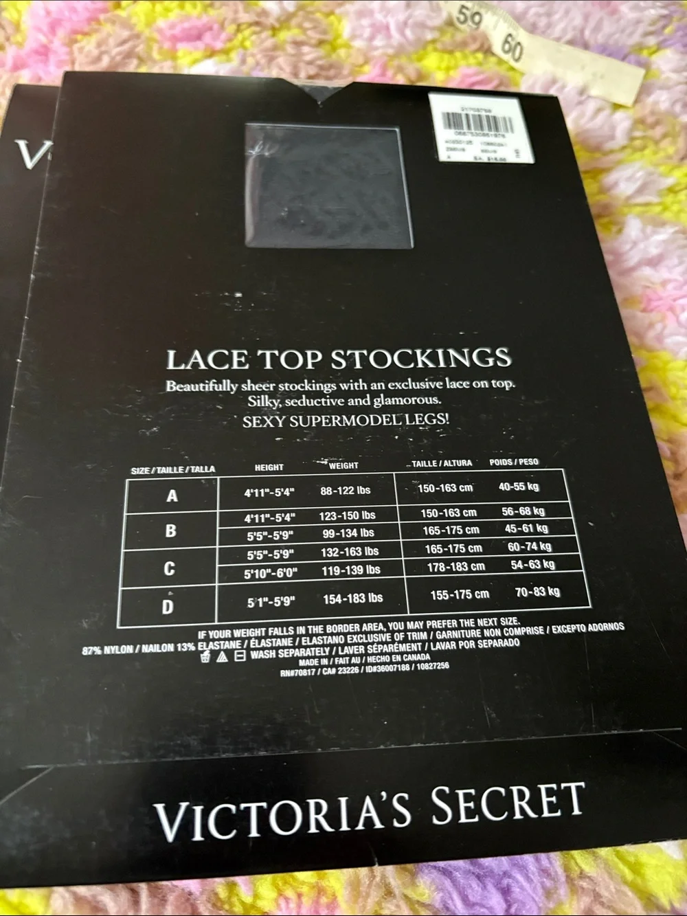 🕷️ Victoria’s Secret LACE TOP STOCKINGS size A Black NEW